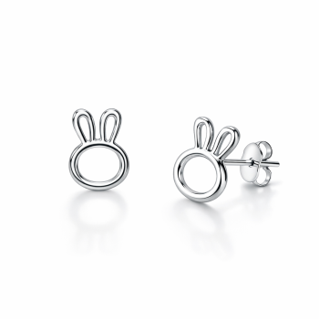 925 Sterling Silber Hasen Ohrstecker Damen – Zirkonia – Rhodiniert – Süße Hase Ohrringe Silber 8 mm